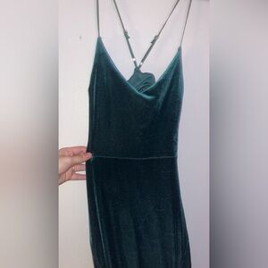 Teeze Me Emerald green velvet spaghetti strap prom dress (never worn)